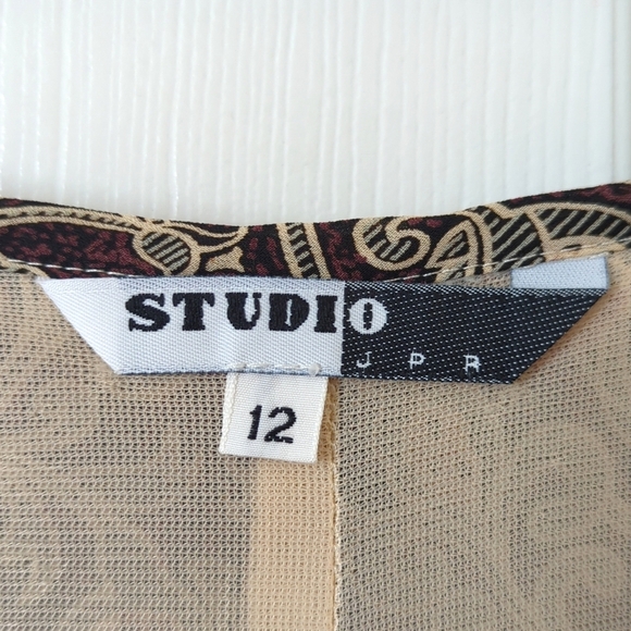 Studio JPR 90's Vintage Bohemian Printed High Waisted A-Line Mini Skirt Plum 12 - Picture 4 of 11